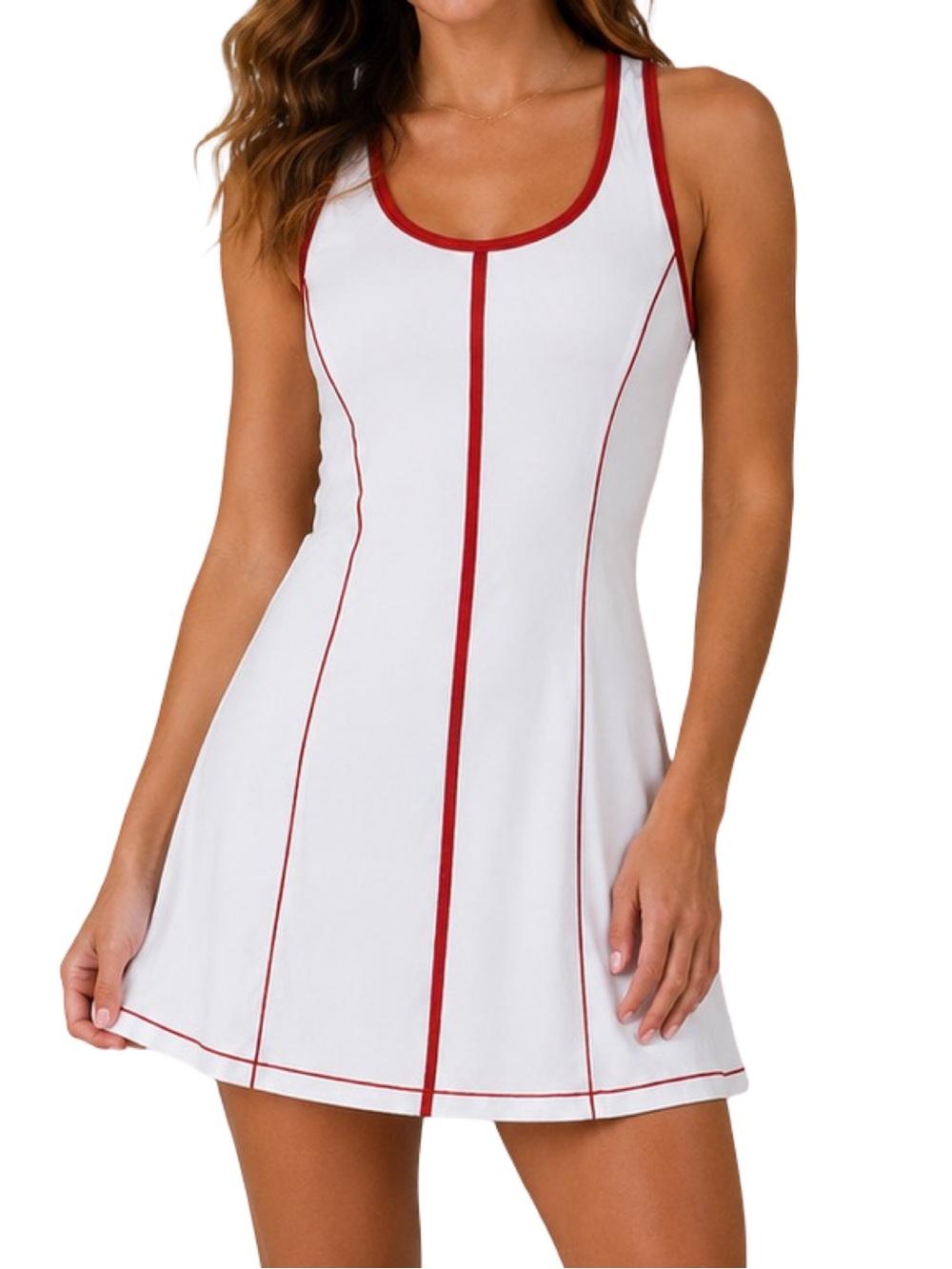 Pickletini Lisa Racer Dress - Size Small - White / Crimson